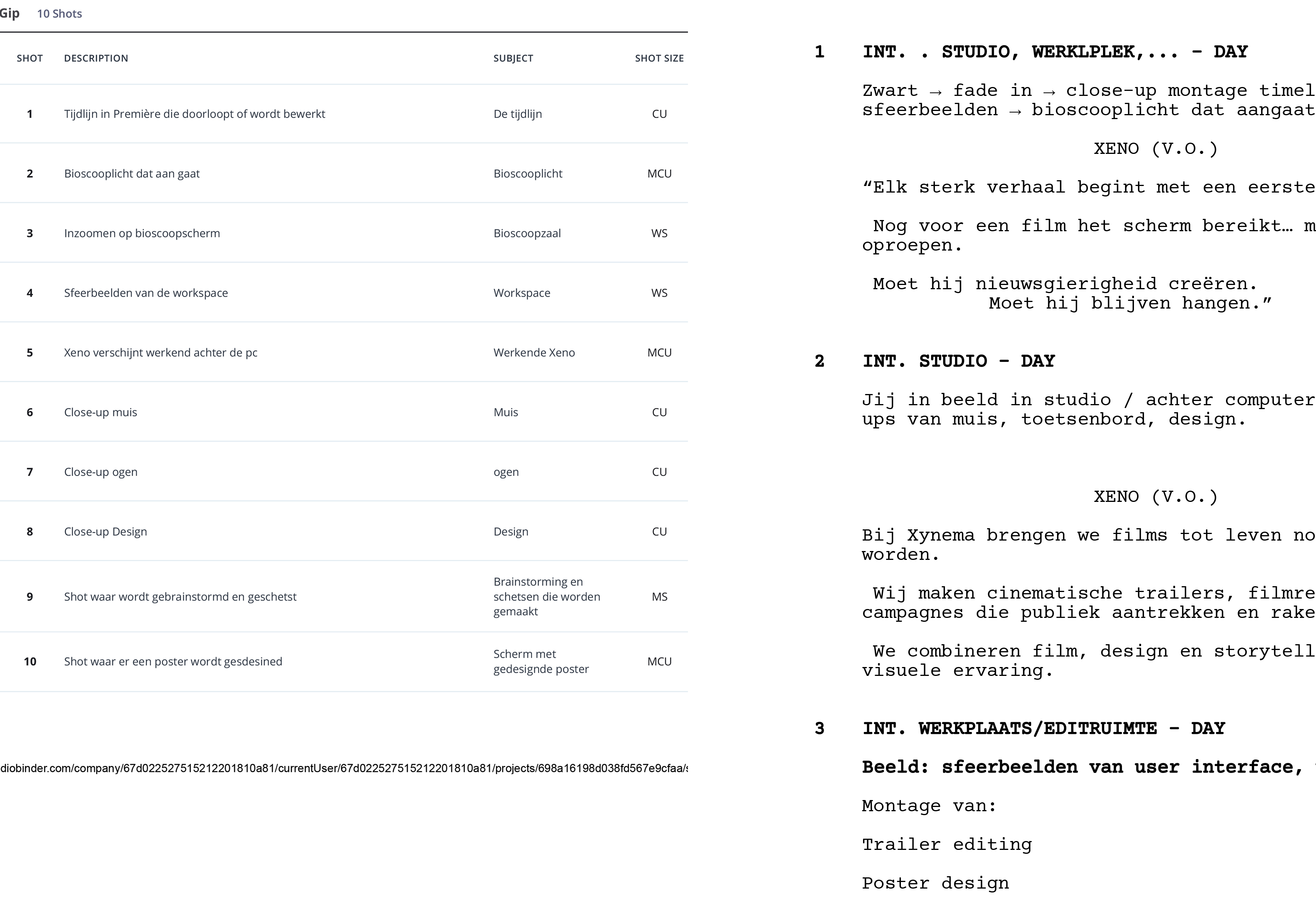 Shotlist/Script